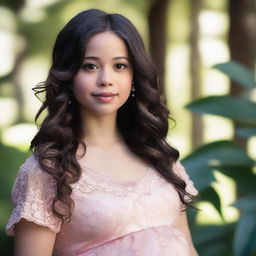 A detailed and respectful portrait of Jenna Ortega, depicted as pregnant