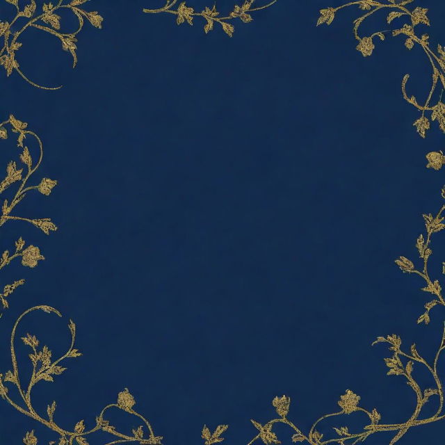 A 4k resolution romantic pattern design featuring the outline of a unisex couple inspired by the 'Blue Lady' concept. Presented against a navy blue background, accentuated with eloquent golden details.