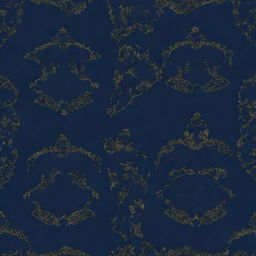 A 4k resolution romantic pattern design featuring the outline of a unisex couple inspired by the 'Blue Lady' concept. Presented against a navy blue background, accentuated with eloquent golden details.