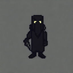 A pixel art logo featuring a character entirely in black, representing the name 'Shadow of Elidor'