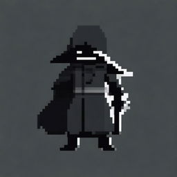 A pixel art logo featuring a character entirely in black, representing the name 'Shadow of Elidor'