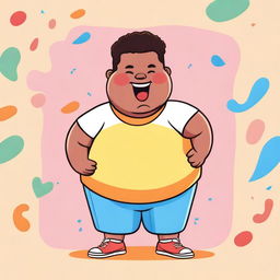 A young person who is overweight, depicted in a positive and respectful manner, showcasing confidence and joy