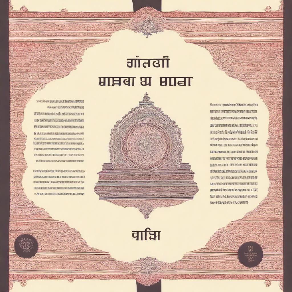 Generate random pages of Hindi literature with beautifully designed text and traditional Indian motifs