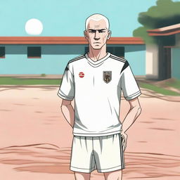 A poor soccer player with white skin and short hair, depicted as a man