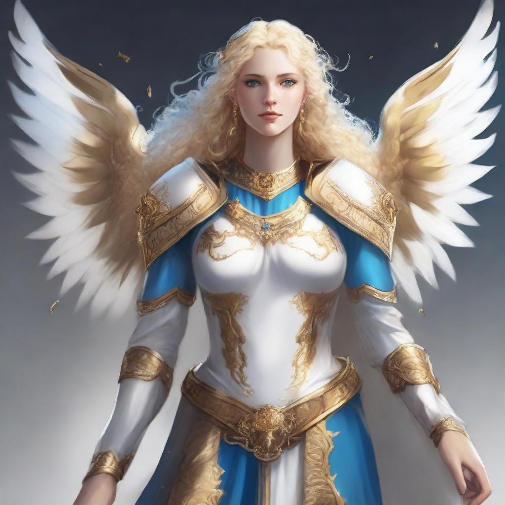 Create an image of a female protector aasimar bard cleric