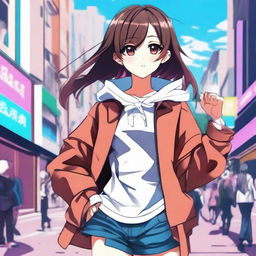 Create an image of attractive anime girls with stylish outfits and dynamic poses