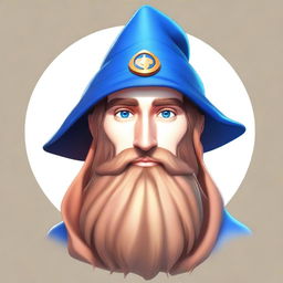 A 30-year-old male wizard with a long brown beard, peach skin, and brown eyes