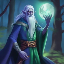 A detailed illustration of a Night Elf character from Dungeons & Dragons