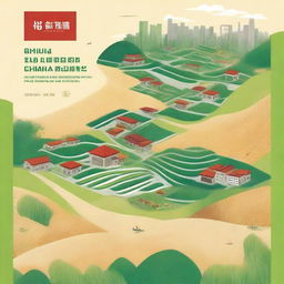 Create a book cover image that illustrates the conflict and synergy between urban expansion and arable land ecological security in China's major grain-producing areas