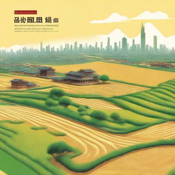 Create a book cover image that illustrates the conflict and synergy between urban expansion and arable land ecological security in China's major grain-producing areas