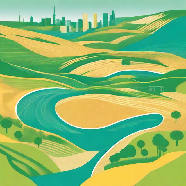 Design a book cover featuring the conflict and synergy between urban expansion and arable land ecological security in China's major grain-producing areas