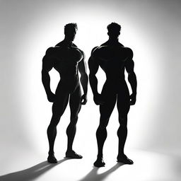 Create an image featuring two men characters in shadow form