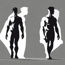 Create an image featuring two men characters in shadow form