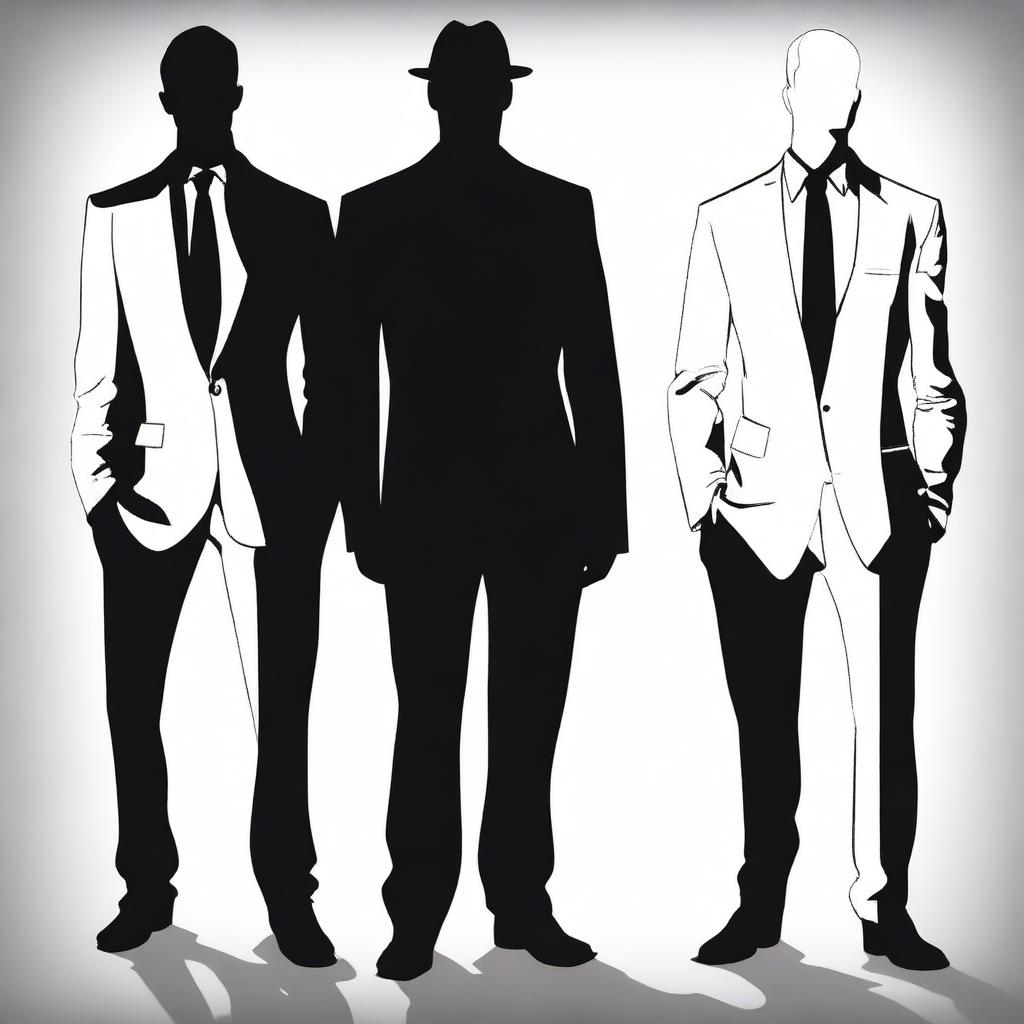 Create an image featuring two men characters in shadow form