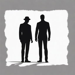 Create an image featuring two men characters in shadow form