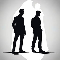 Create an image featuring two men characters in shadow form