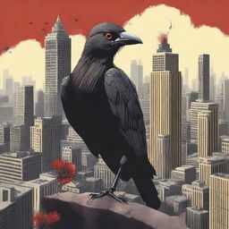 A compelling book cover featuring a hellish-looking bird perched on top of an apartment building