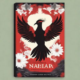 A striking book cover featuring a red and black fire bird holding a white flower in its beak