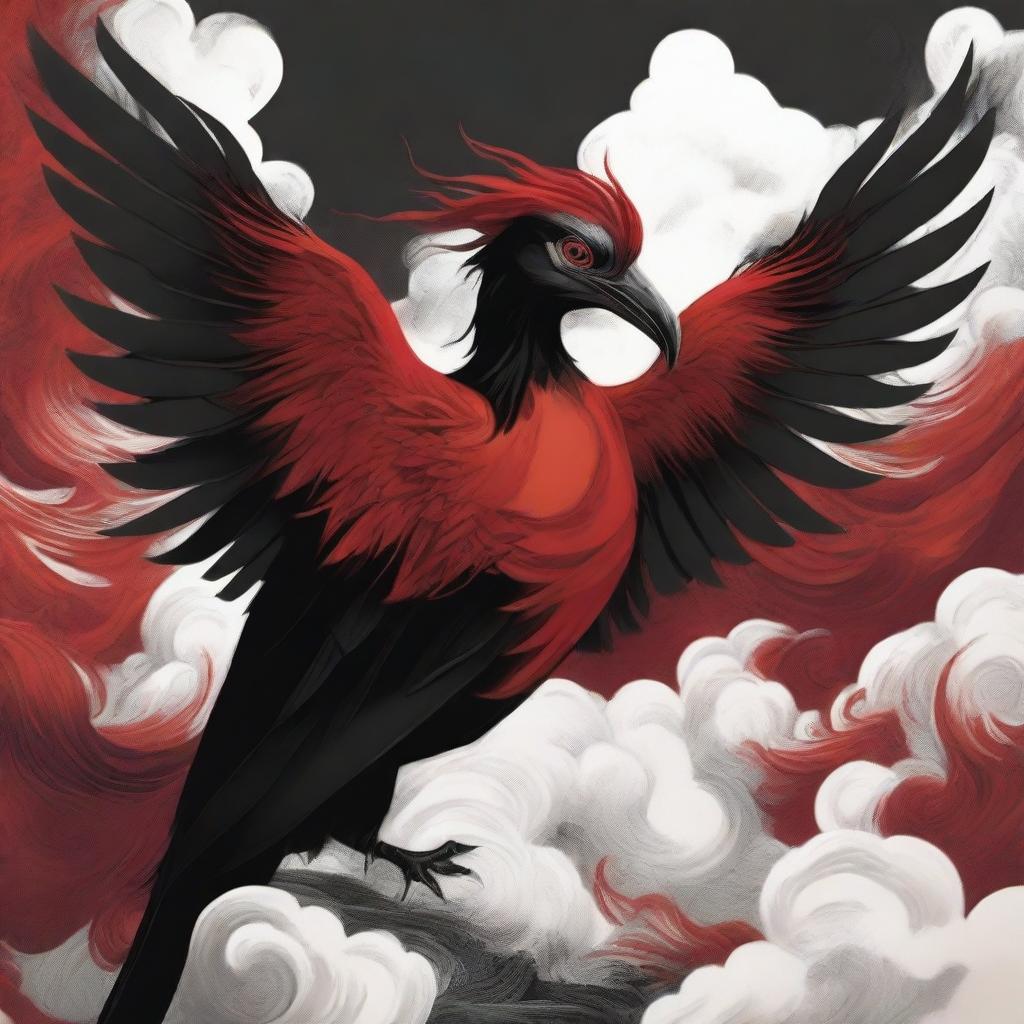 A striking book cover featuring a red and black fire bird with a white flower in its mouth