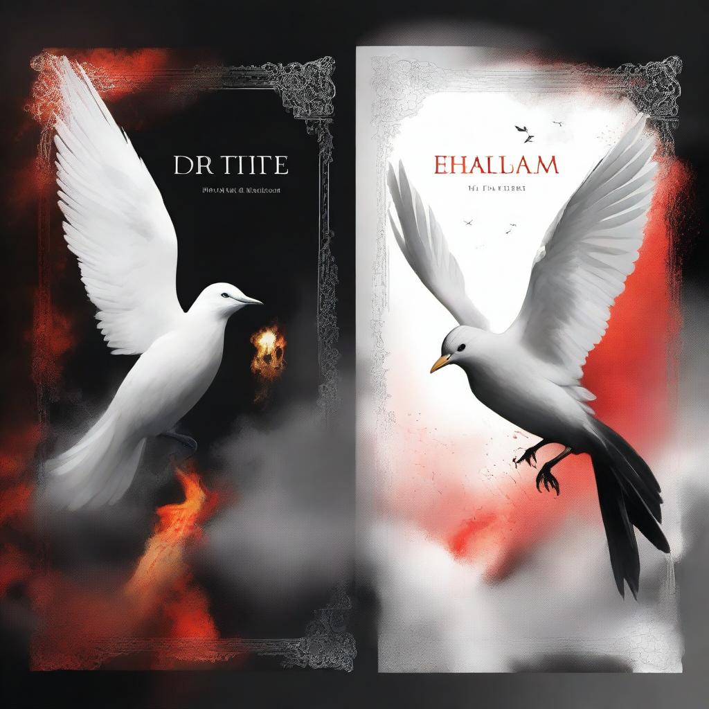 Create a book cover featuring two birds