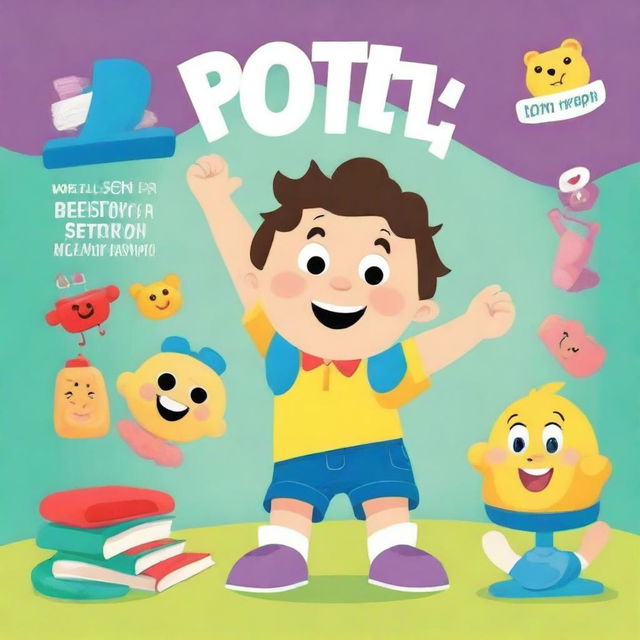 Create a charming and engaging book cover for a children's potty training book