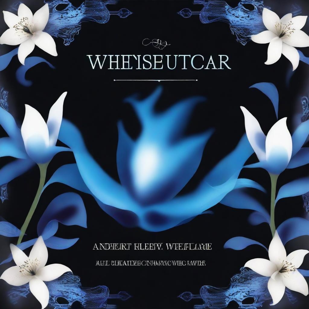 Create a book cover with the title 'Whispers of the Blue Flame'