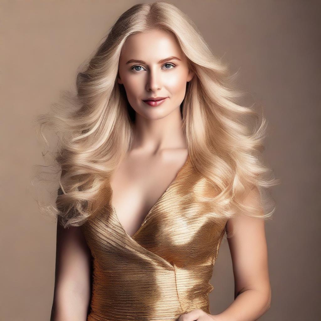 A sensual and attractive blonde woman posing with confidence