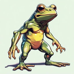 A detailed illustration of a Grung, a small frog-like humanoid creature from fantasy settings