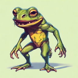 A detailed illustration of a Grung, a small frog-like humanoid creature from fantasy settings