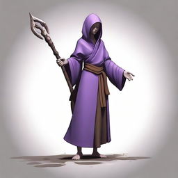 A female Grung with a purple body is depicted as a monk