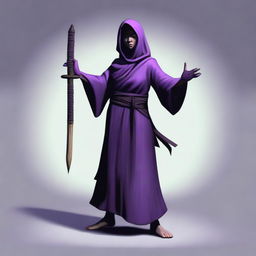 A female Grung with a purple body is depicted as a monk