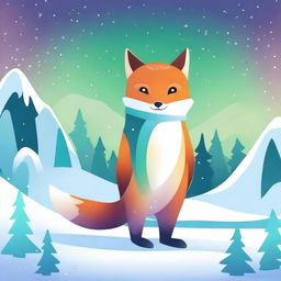 Create an image featuring a whimsical creature that is a hybrid between a fox and a penguin