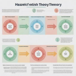 A detailed infographic or diagram representing Herzberg's Two-Factor Theory, also known as the Motivator-Hygiene Theory, with clear layouts and captions for both hygienic and motivating factors in separate columns or sections.