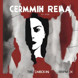 A book cover illustration titled 'Cermin Retak' with dominant colors of black, white, and gray with touches of maroon