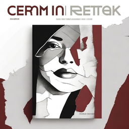 A book cover illustration titled 'Cermin Retak' with dominant colors of black, white, and gray with touches of maroon