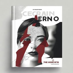 A book cover illustration titled 'Cermin Retak' with dominant colors of black, white, and gray with touches of maroon