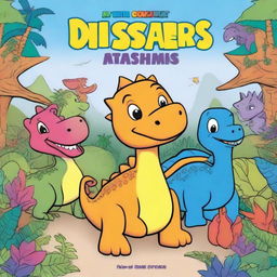 A cute dinosaur-themed coloring book cover designed for kids aged 4-8