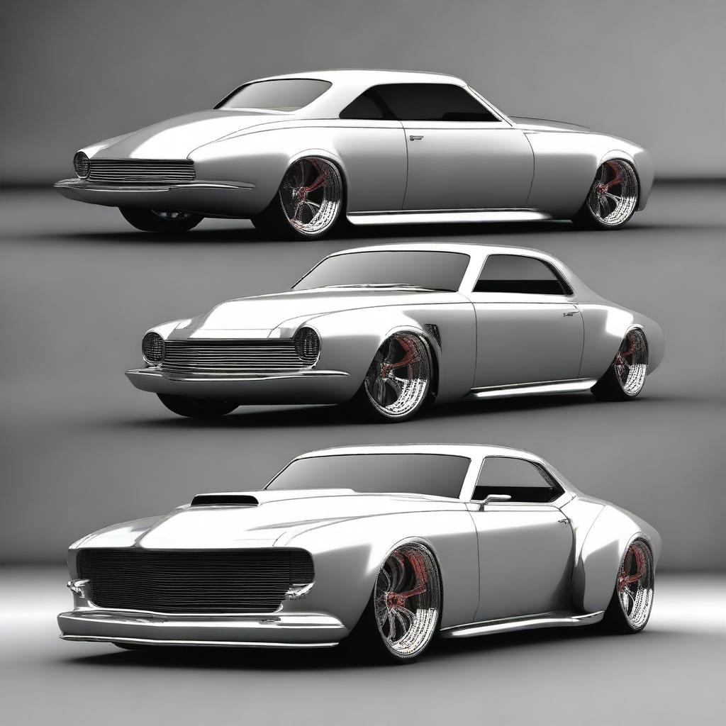 Create a custom hypercar that is a fusion of a 1939 Chevy Coupe and a Camaro