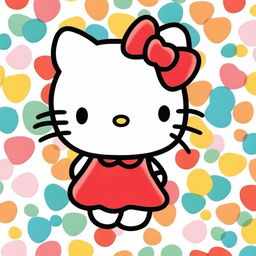 A cute and adorable image of Hello Kitty, featuring her iconic red bow and friendly smile