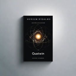 Design a dark black shiny ebook cover featuring the title 'Quantum Realms' in a sleek, modern font