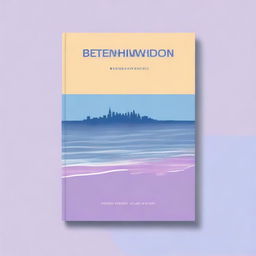 Create a book cover featuring an ocean blue background with light purple and shades of khaki