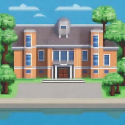 Create a pixel art image of the ESPOL (Escuela Superior Politécnica del Litoral) university