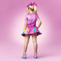 A realistic full-body image of Jojo Siwa facing away