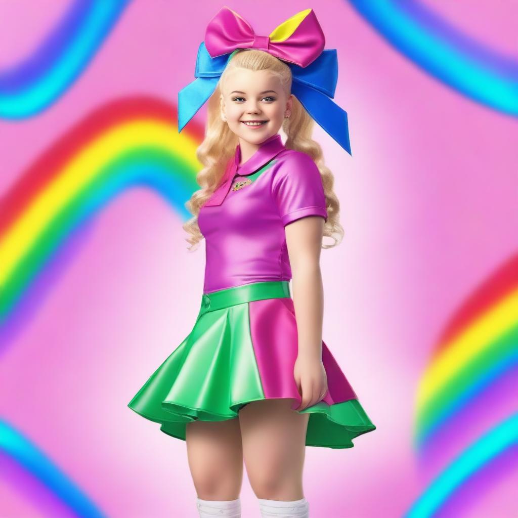 A realistic full-body image of Jojo Siwa facing away