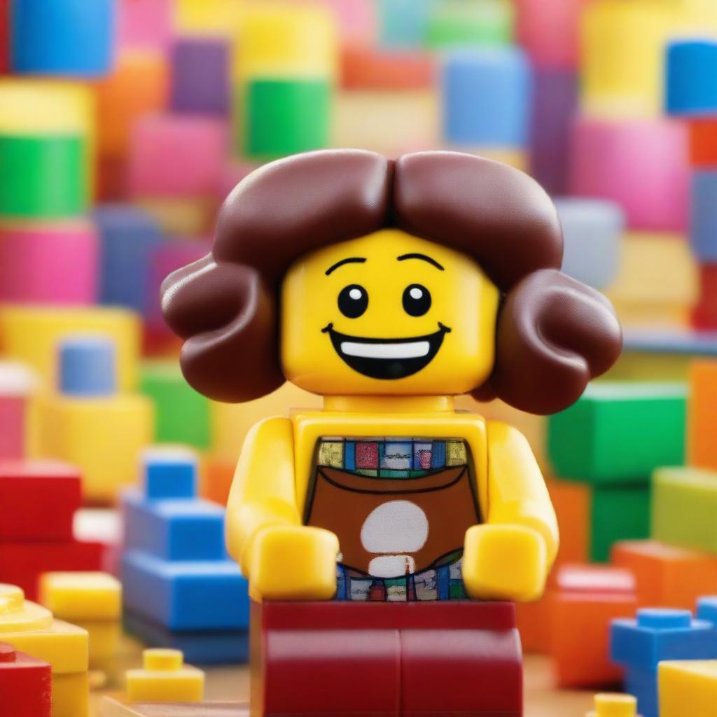 A Lego-style image of a girl named Fa'ezeh who is laughing