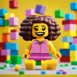 A Lego-style image of a girl named Fa'ezeh who is laughing