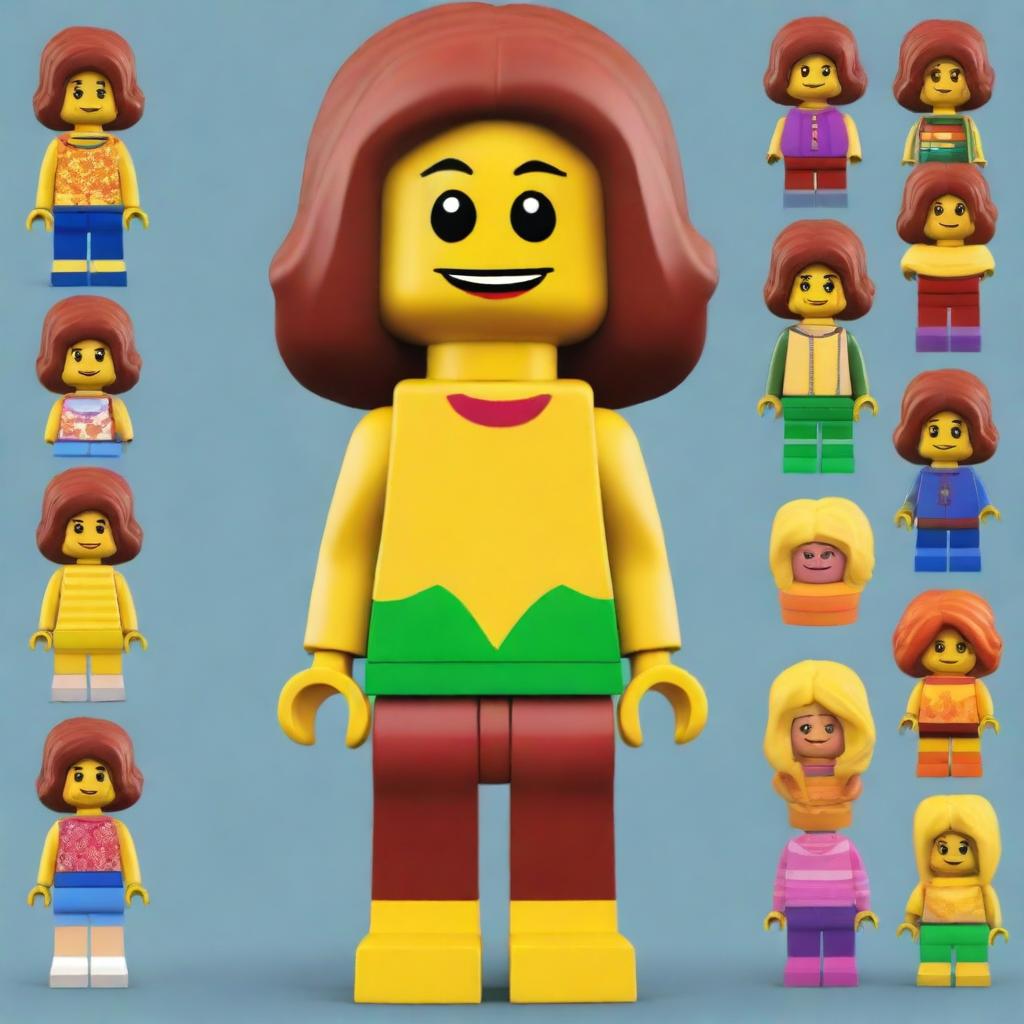 Create an image of a girl named Fa'ezeh in the style of Lego