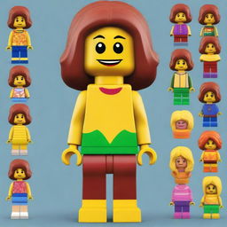 Create an image of a girl named Fa'ezeh in the style of Lego