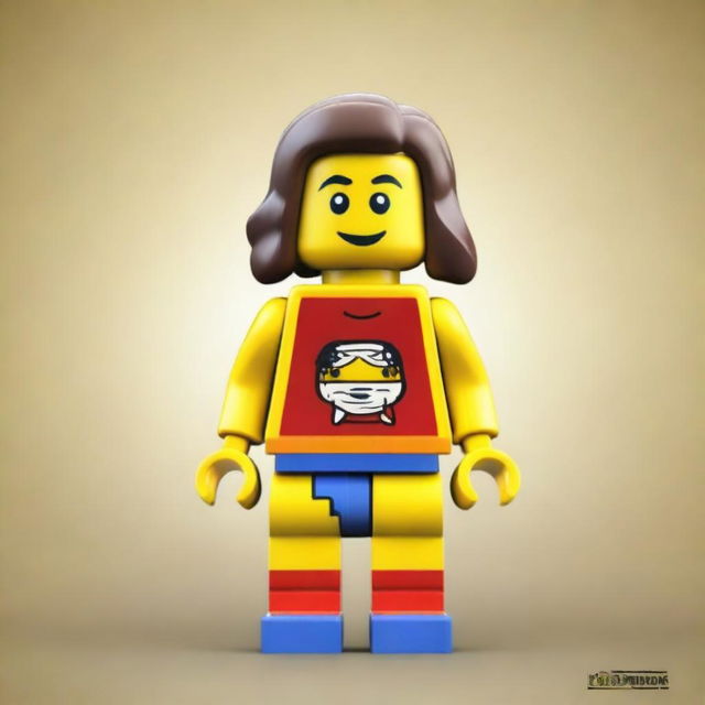 Create an image of a girl named Fa'ezeh in the style of Lego