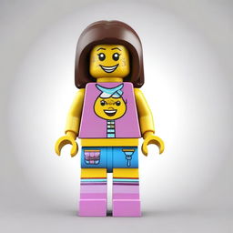 Create an image of a girl named Fa'ezeh in the style of Lego